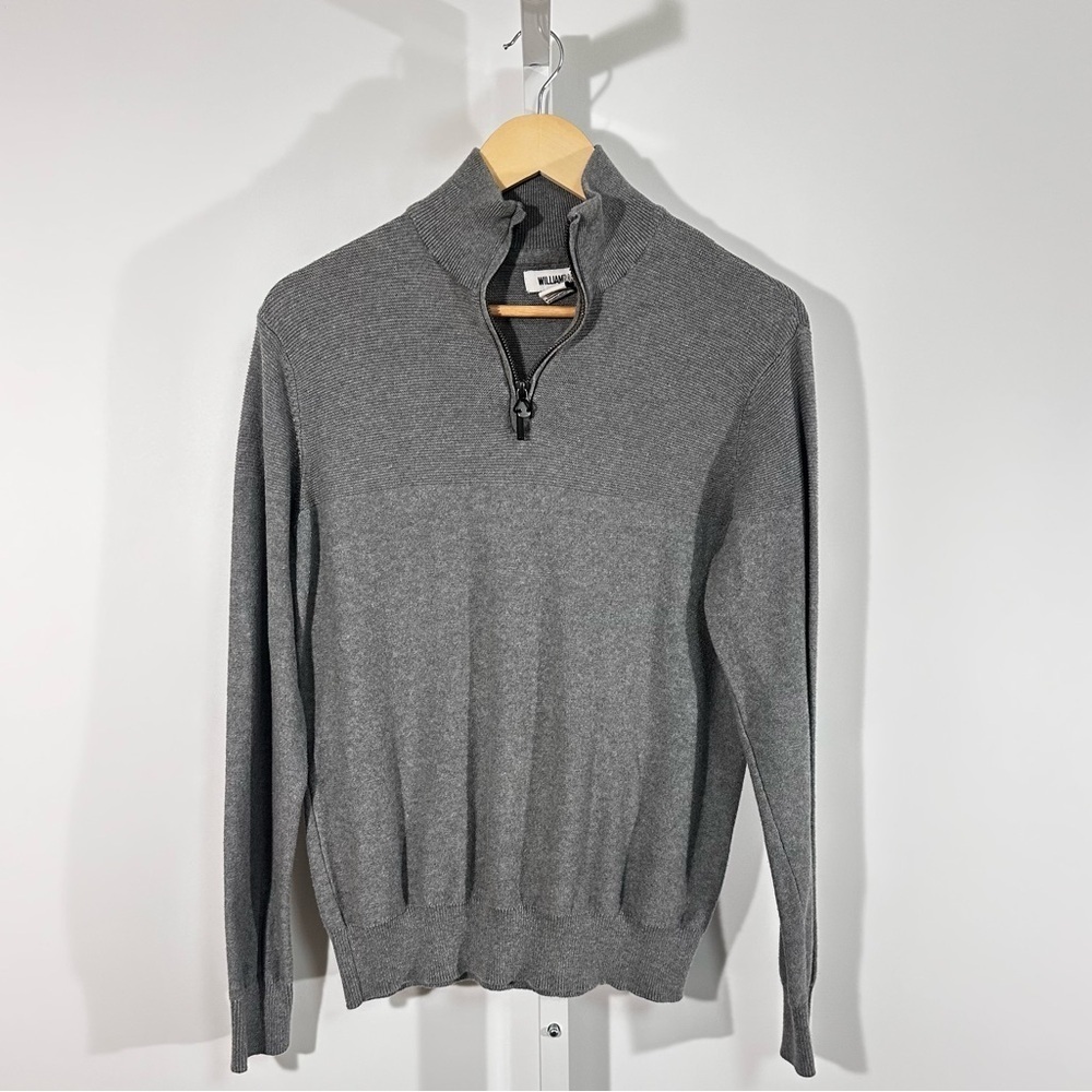William Rast Gray Cotton Quarter-Zip Sweater – Men’s Small